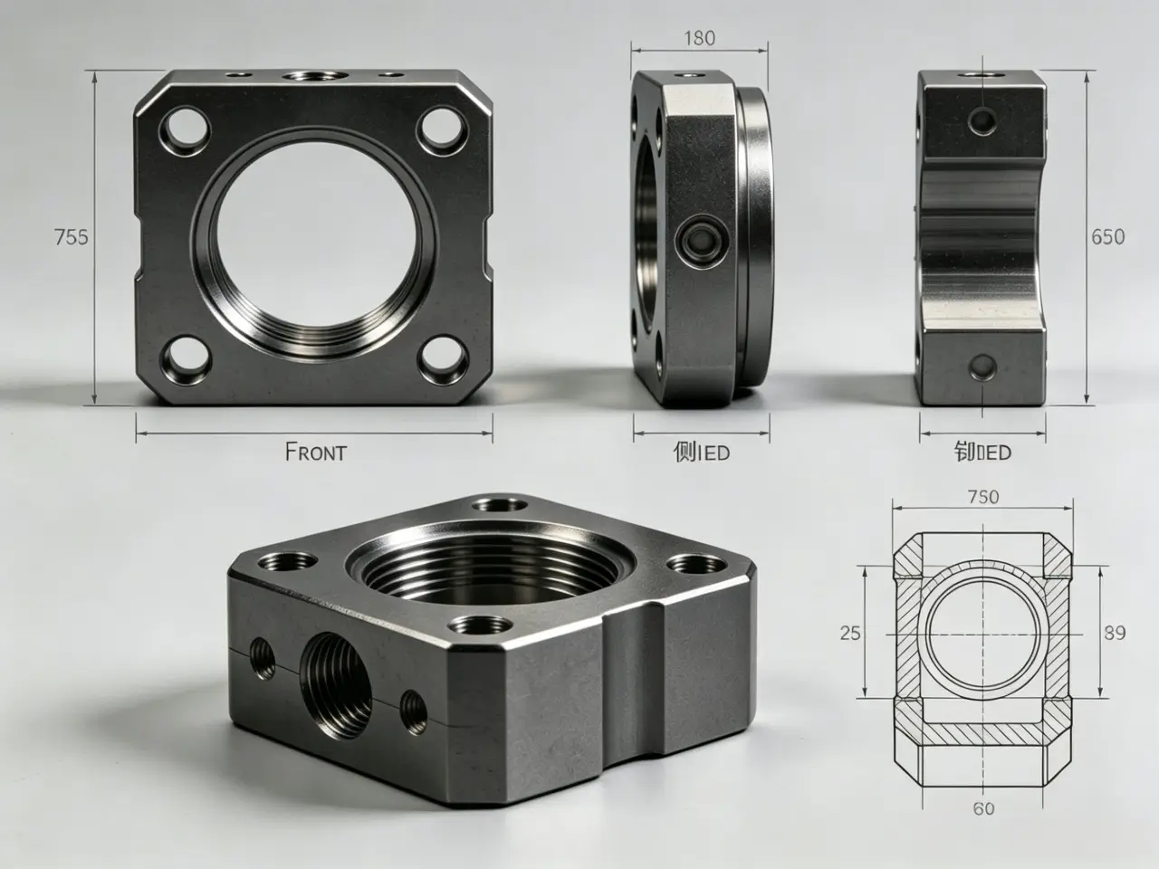 Titanium Alloy CNC Machined-Robot Hydraulic Flange Valve Block